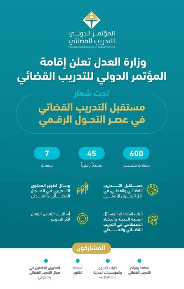 الإعلان عن مؤتمر دولى للتدريب القضائى بالمملكة العربية السعودية جريده الراصد24