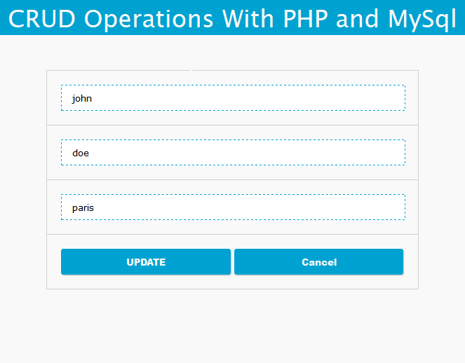 PHP CRUD operations with MySQL