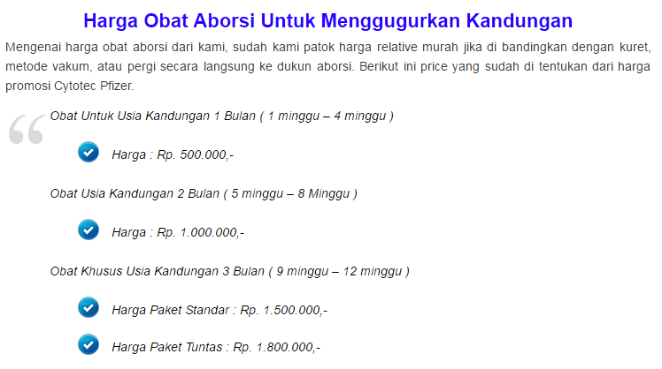 Harga Aborsi Pil