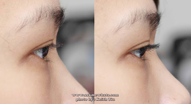 before and after photo using Etude House Proof 10 Henna Fix Mascara in Black