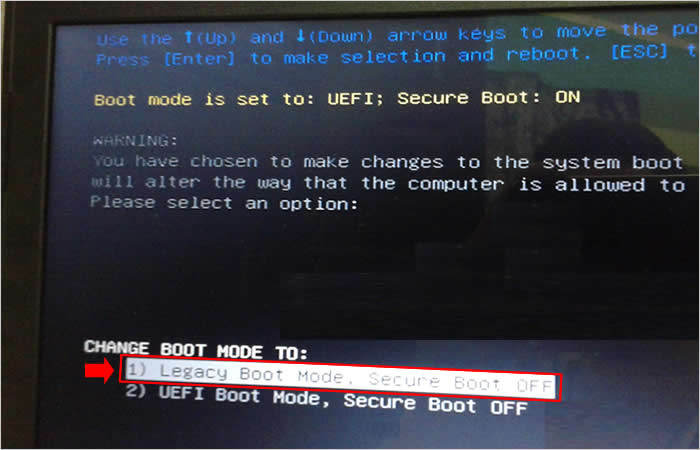 Selecionando o modo Legacy e desativando o secure boot do Dell Inspiron 5566