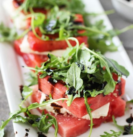 Grilled Watermelon Feta Stacked Salads