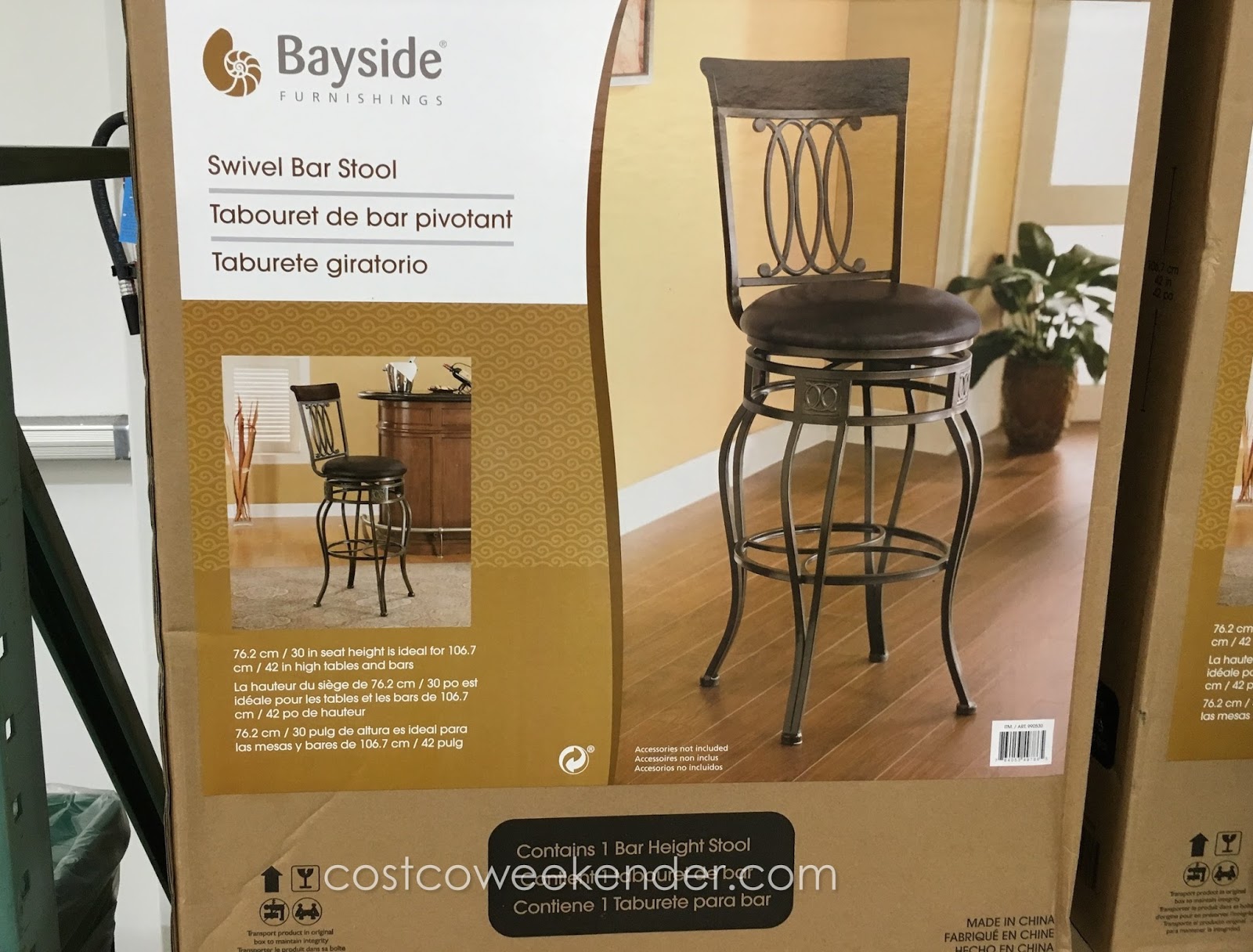 bayside furnishings swivel bar stool  costco weekender