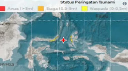 BMKG Kelaurkan Status Waspada Gempa 7,1 di Manado dan  Maluku Utara Berpotensi Tsunami