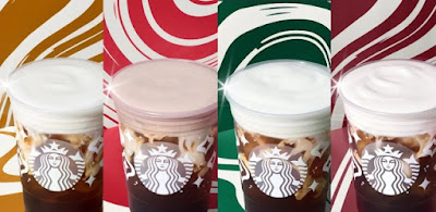 Starbucks' four holiday cold foam flavors.