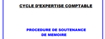 Procédure de soutenance de mémoire d'expert comptable