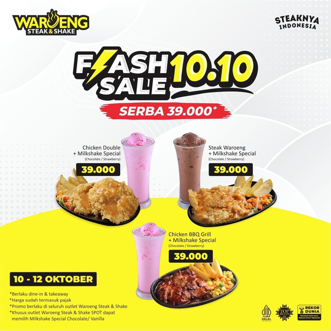 Promo WAROENG STEAK FLASH SALE 10.10 – SERBA RP.39.000*