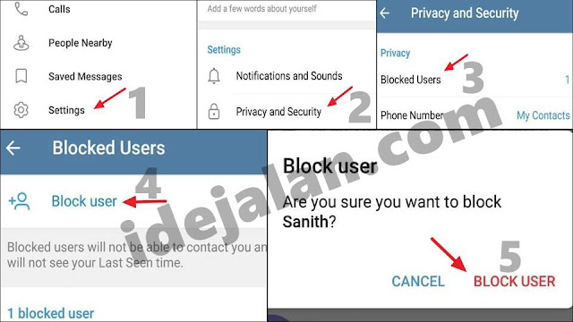 Cara Memblokir Akun Telegram Orang Lain Cara Blokir Kontak Telegram Melalui Menu Pengaturan Privasi Telegram Cara Membatalkan blokir akun yang sudah diblokir