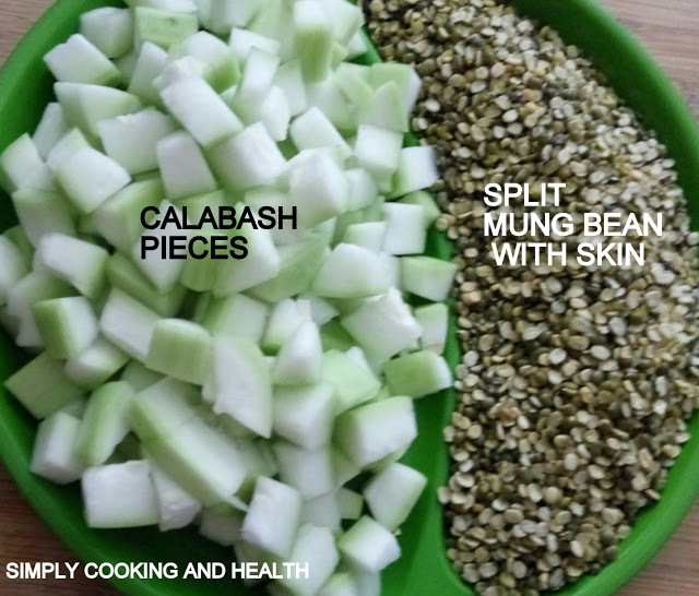 Ingredients for  Calabash and split mung bean with skin in a mild curry