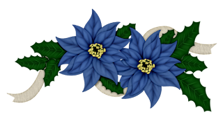 Flowers of Christmas in Blue Clip Art.