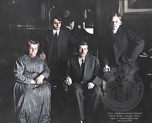 Hahlbohm Family Portrait in their parlor. The family buisness was a livery service. Oscar drove the hearst. 1907 in Chicago, Illinois