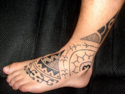 foot polynesian tattoo