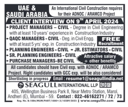 06 April 2024 - Assignment Abroad Times Gulf Jobs Vacancy