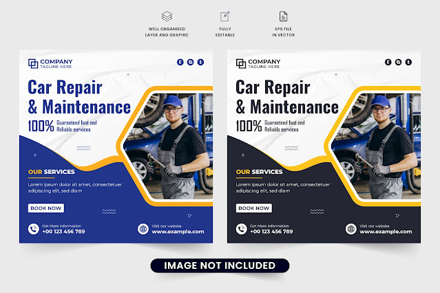 Car maintenance service template vector free download