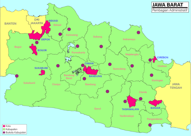 Letak Geografis Kabupaten dan Kota di Prov. Jawa Barat (Jabar)
