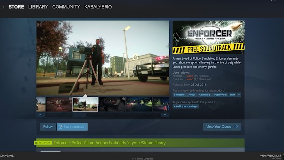 Store Page in STEAM, Enforcer: Police Crime Action