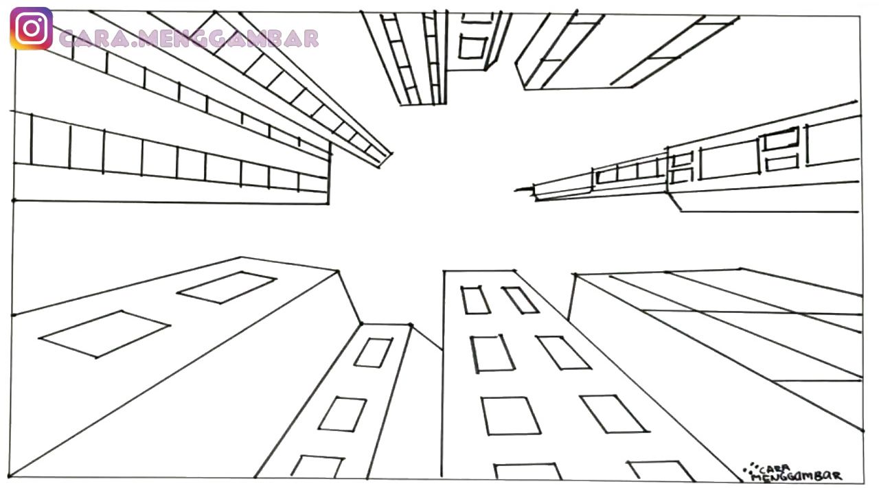 Cara Menggambar Dan Mewarnai Tema Pemandangan Kota Yang Bagus Dan