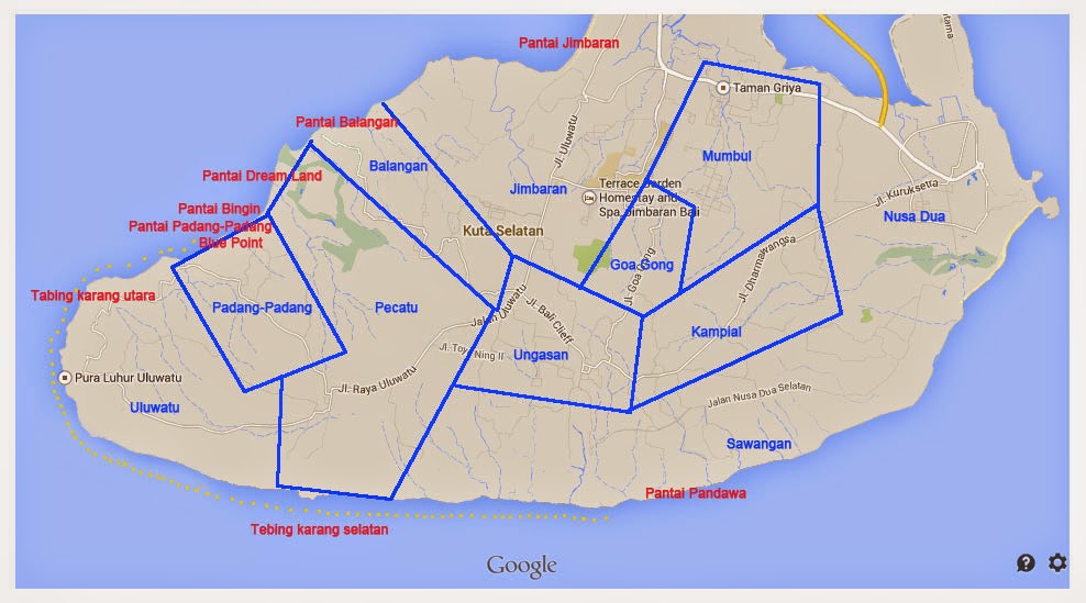 Peta Kuta Selatan dan Sekitarnya ~ Kavling Tanah Bali