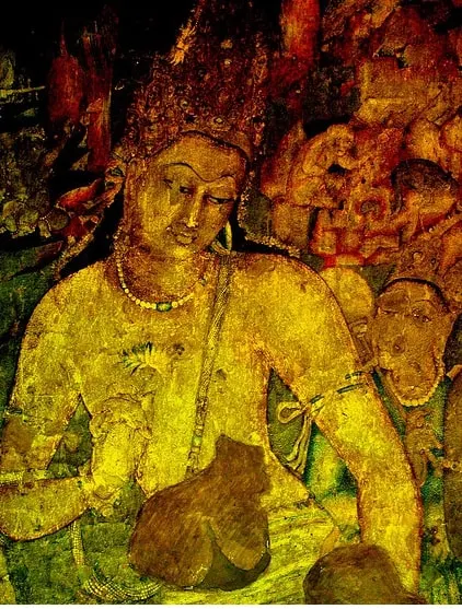 Beautiful ancient paintings on Ellora caves