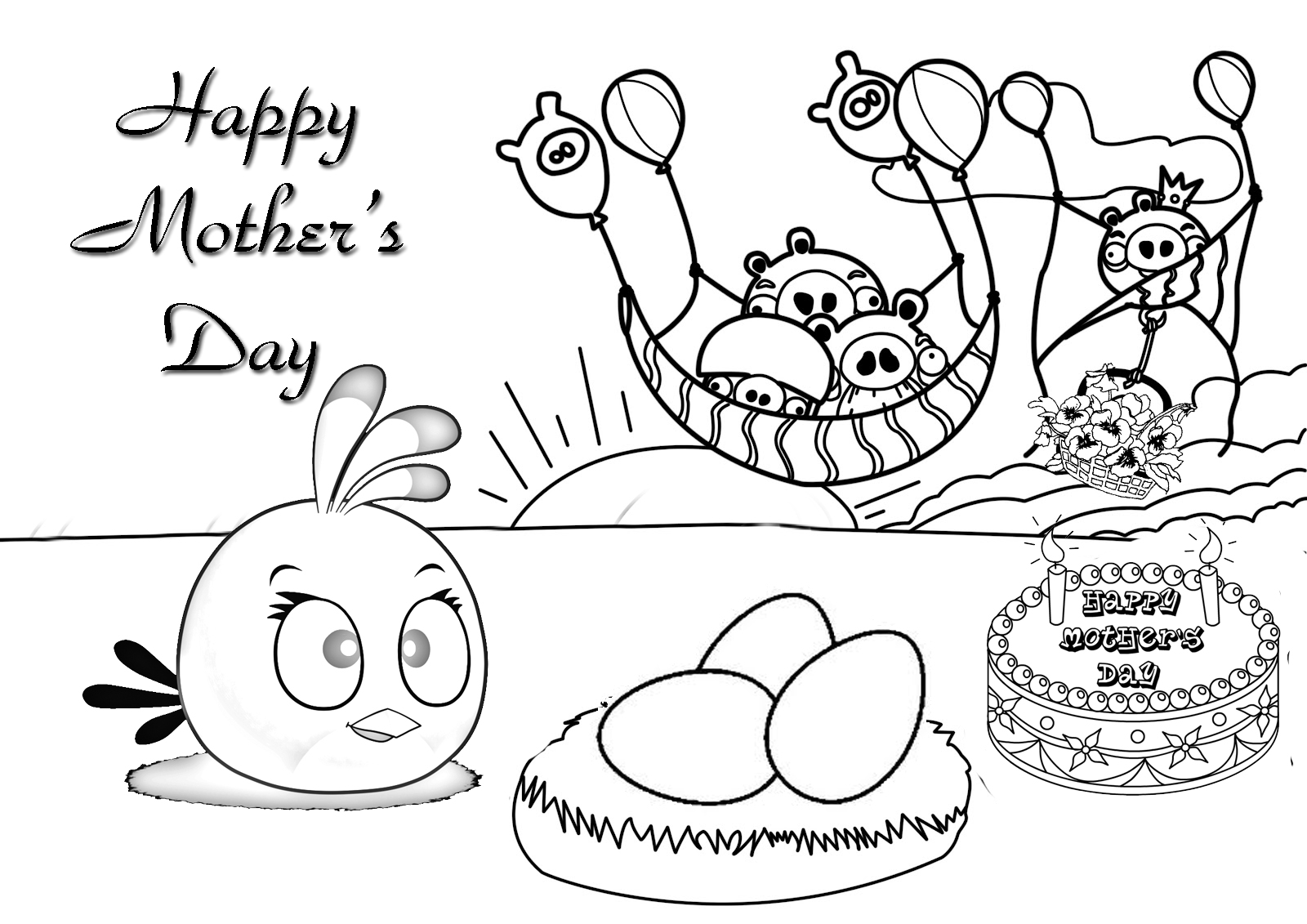 Happy Mother s day coloring pages Angry Birds