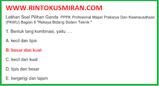 SOAL PPPK PROFESIONAL MAPEL PRAKARYA DAN KEWIRAUSAHAAN (PKWU) BAGIAN 6 "REKAYASA BIDANG SISTEM TEKNIK"