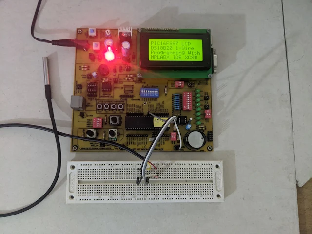 PIC16F887 DS18B20 LCD Example Using XC8