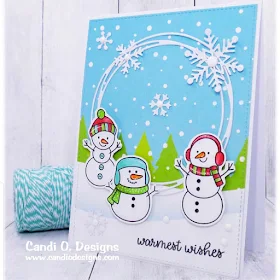 Sunny Studio Stamps: Feeling Frosty Layered Snowflake Circle Frame Die Customer Card by Candace