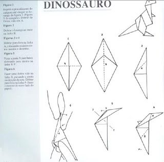 Origami - Dobraduras de papel machê. Dinossauro.
