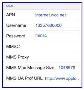 West Central Wireless Data Settings