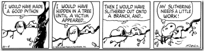 Peanuts 1979-10-09 - Snoopy as a python