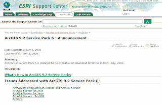 ArcGIS 9.2 Service Pack 6 Announcement