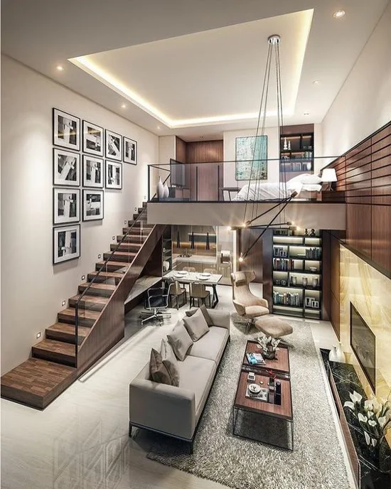 interior rumah minimalis dengan lantai mezzanine