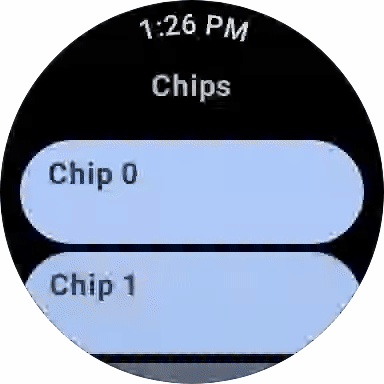 Moving demonstration of ScrollAway modifier usage with TimeText on a round watch face