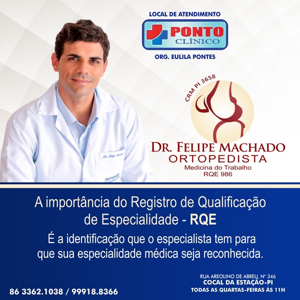 Toda quarta-feira tem médico ortopedista em Cocal; Dr. Felipe Machado há três anos atendendo o povo cocalense