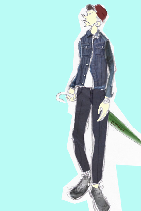ファッションイラスト 空を見上げる人