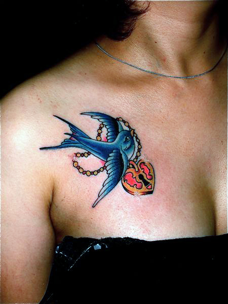 Swallow Tattoos Designs And Meaning chest left and right are common 