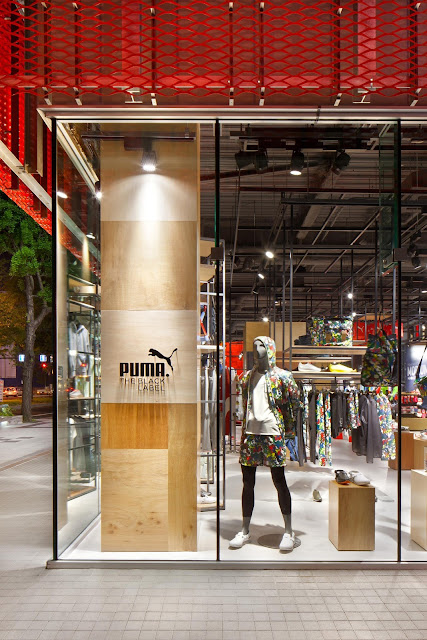 Green Pear Diaries, interiorismo, retail, Puma, Puma Black Label Stores, Beijing, Osaka