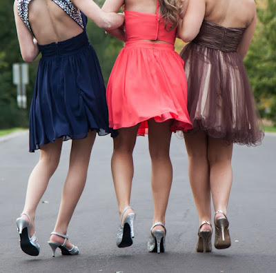 young women in cocktail dresses