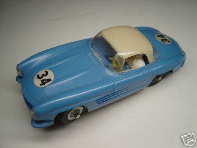 This light blue Mercedes 300 SL slot car from