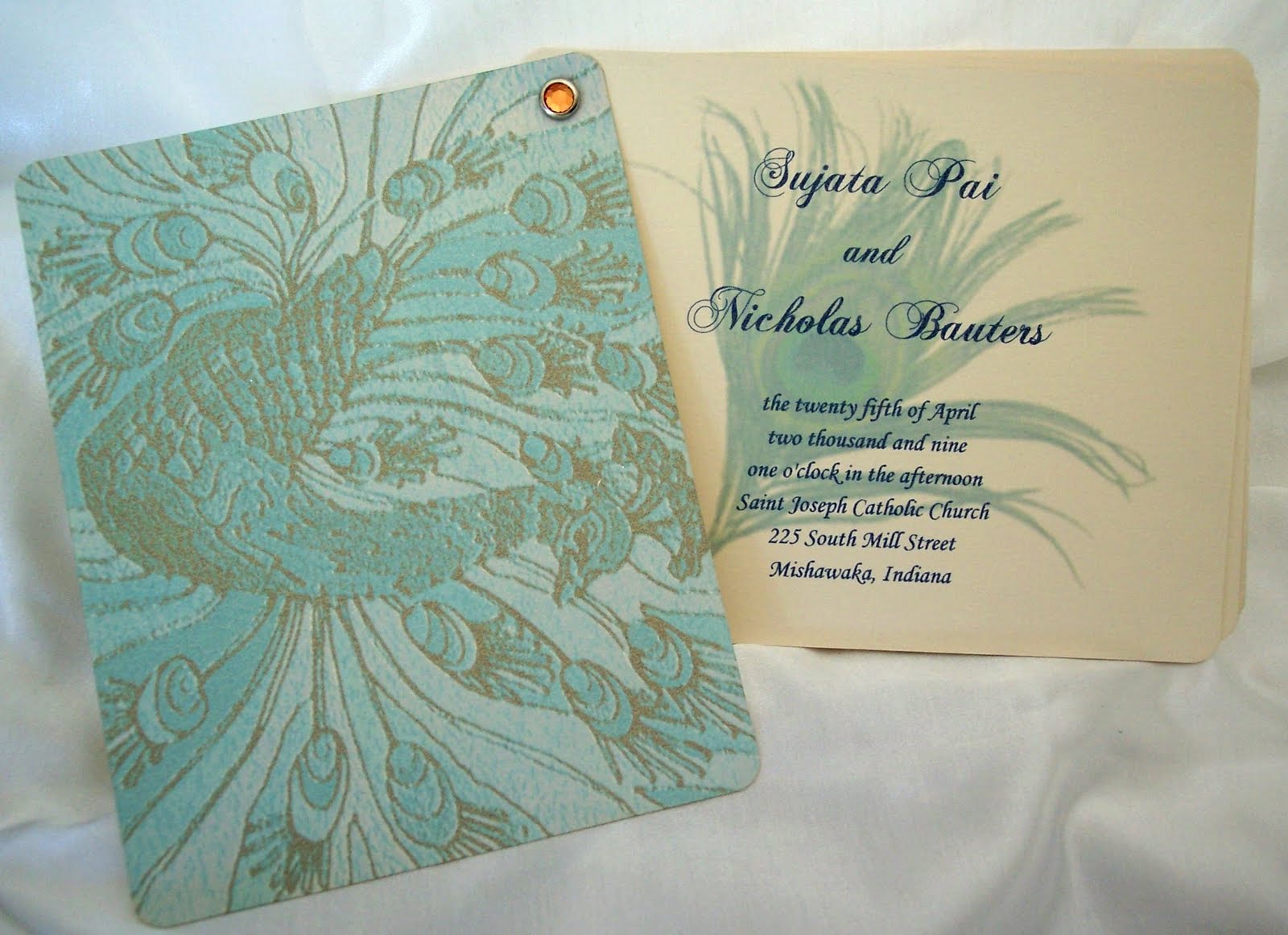 peacock themed indian wedding cards