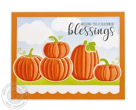 Sunny Studio Stamps: Pretty Pumpkins & Autumn Greetings Blessing Card by Mendi Yoshikawa