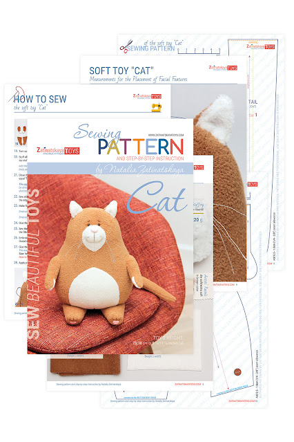 cat plush pattern with tutorial, how to make a toy