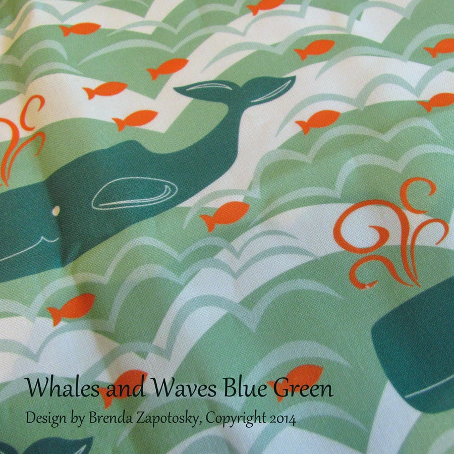 Whales and Waves Blue Green