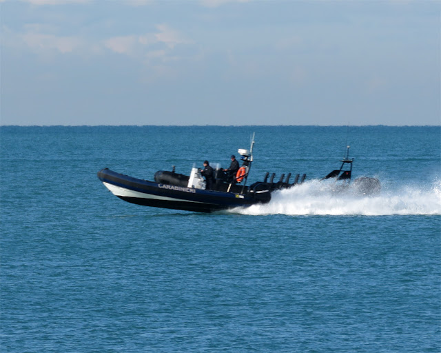 Carabinieri's fast boats seen from the Terrazza Mascagni, Livorno