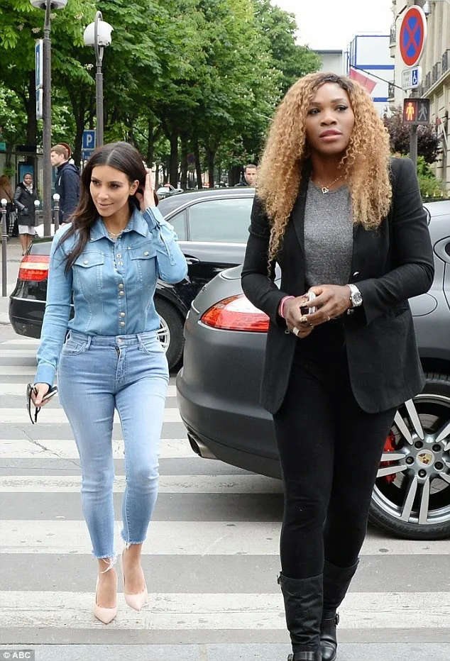 Kim Kardashian rocks the double denim trend out and about with Serena Williams