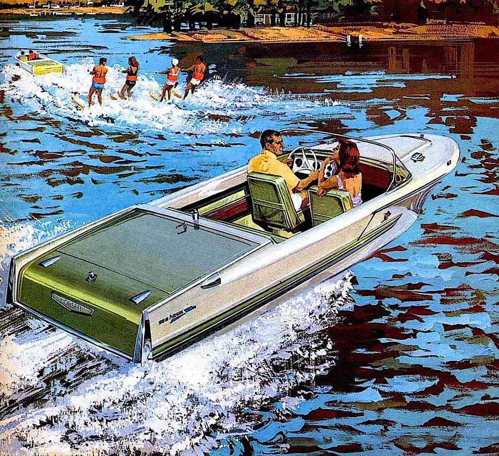 a 1963 Sea Hawk II powerboat color illustration