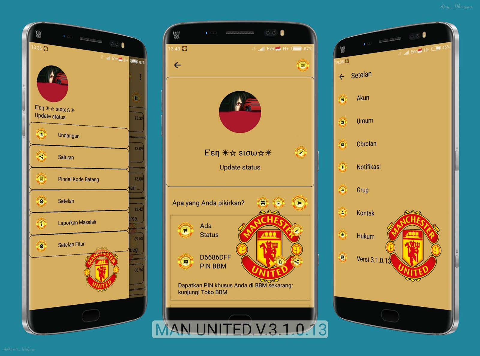 BBM Mod Manchester United 32512 Full Icon Tema Background MU