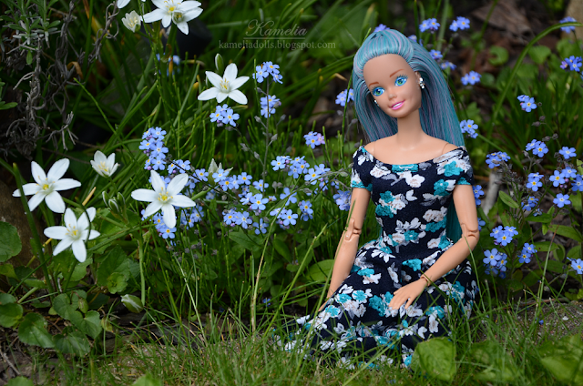 Floral dress for Barbie handmade