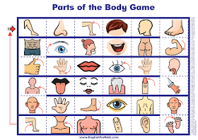 Parts of the body game - images board - printable English learning resources