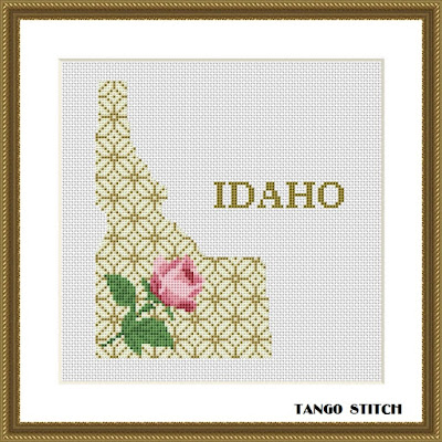 Idaho USA state map silhouette cross stitch pattern, Tango Stitch